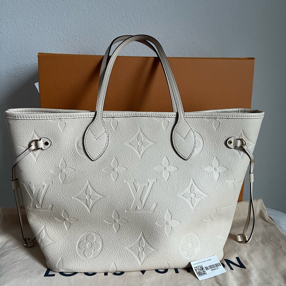 LOUIS VUITTON Empreinte Neverfull MM Tote Cream